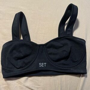 SET Active Black Ribbed Top